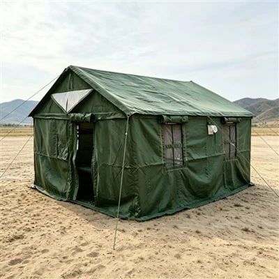 Tente d'hébergement militaire avec lits bébé – Abri de campagne rapide et confortable